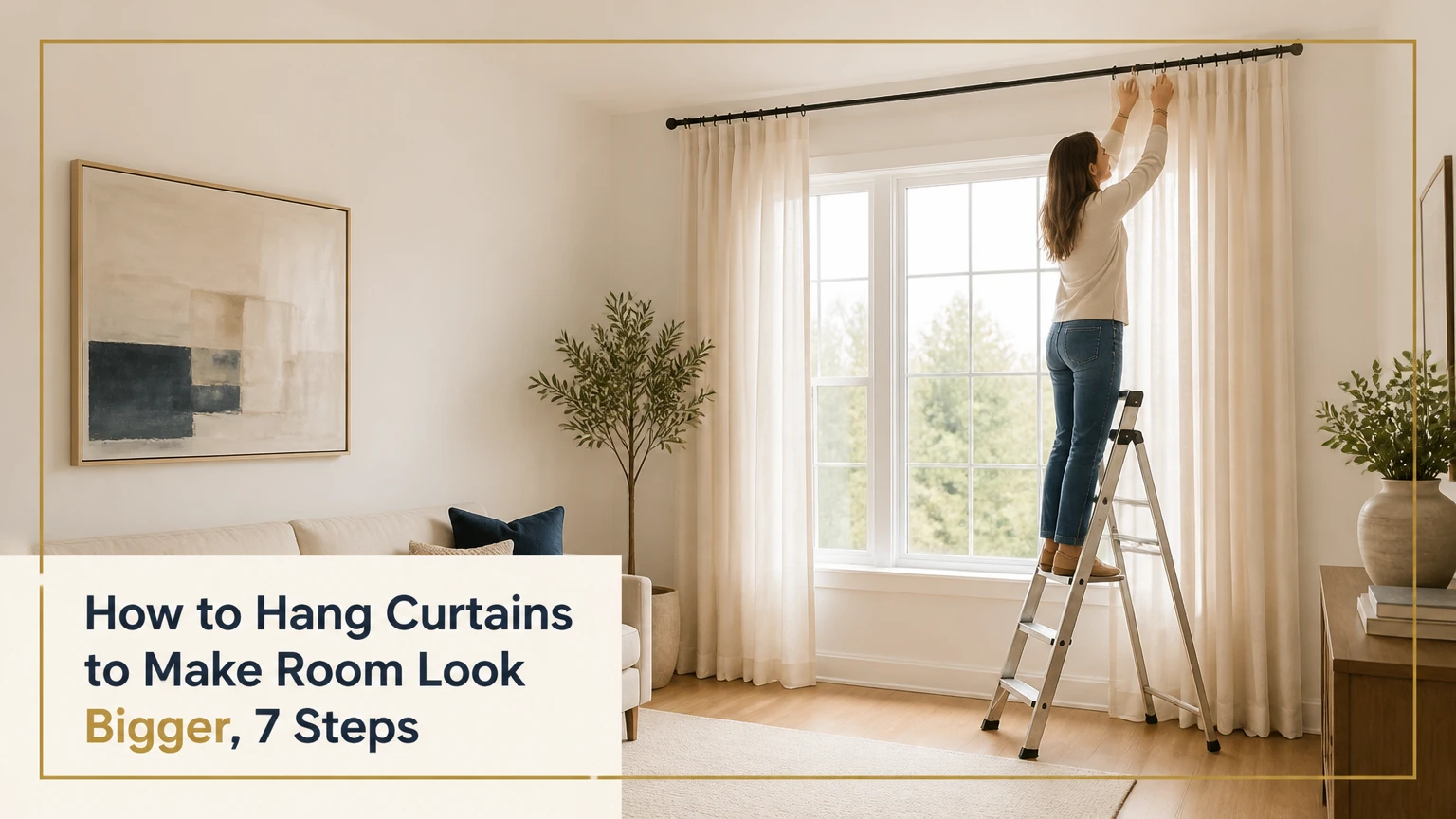 how to hang curtains to make room look bigger